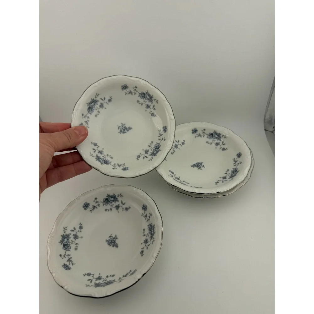 Johann Haviland Bavaria Germany Blue Rose Salad Dessert‎ Plate Set of 4